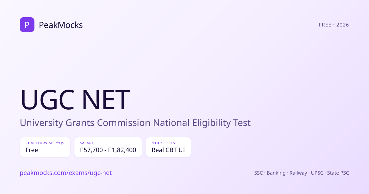 UGC NET 2026 — Free Mock Tests, Eligibility, Syllabus, Fees | PeakMocks